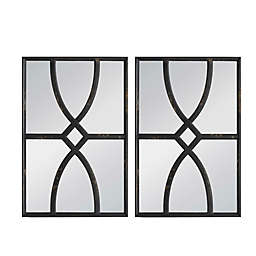 A&B Home Framed Mirror Wall Décor in Antique Black (Set of 2)