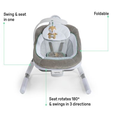 Ingenuity&trade; AnyWay Sway&trade; PowerAdapt&trade; Dual-Direction Portable Swing in Grey. View a larger version of this product image.