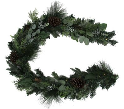 Bee &amp; Willow&trade; 6-Foot Pine Cone and Berry LED Garland in Green/White