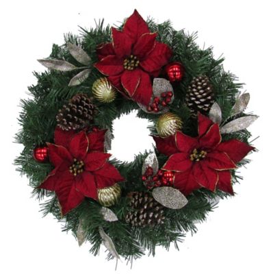 Bee & Willow&trade; 26-Inch Traditional Artificial Poinsettia Wreath in Red/Gold