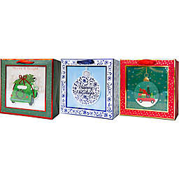 Medium Square Christmas Shadow Gift Bag with Tissue