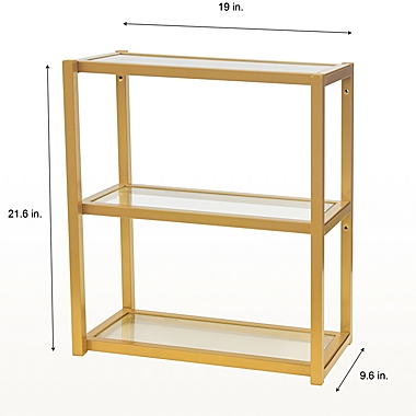 Studio 3B&trade; Mercer 3-Tier Wall Shelf in Gold. View a larger version of this product image.