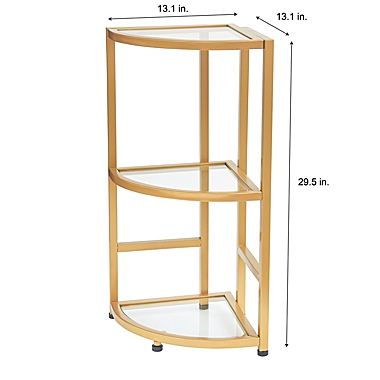 Studio 3B&trade; Mercer 3-Tier Bath Corner Tower in Gold. View a larger version of this product image.