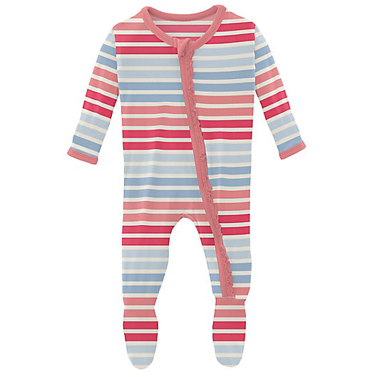 Alternate image 1 for KicKee Pants® Size 3-6M Striped Footie Pajama in Cotton Candy