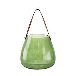 A&B Home Glass Vase with Handle in Green