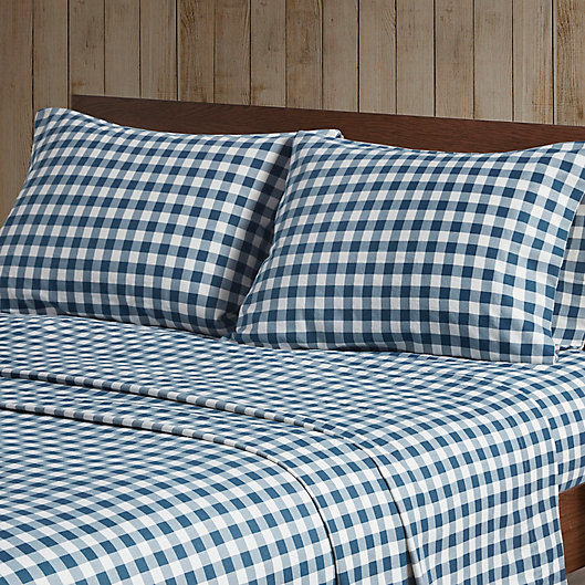 Alternate image 1 for Woolrich Flannel Cotton King Sheet Set in Blue Buffalo Check