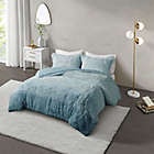 Alternate image 1 for CosmoLiving Cleo 3-Piece Ombre Shaggy Fur King Comforter Set in Teal