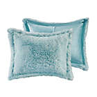 Alternate image 3 for CosmoLiving Cleo 3-Piece Ombre Shaggy Fur King Comforter Set in Teal