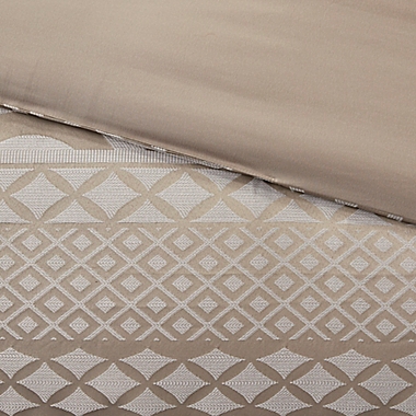 Madison Park&reg; Carina 7-Piece Jacquard Queen Comforter Set in Taupe. View a larger version of this product image.