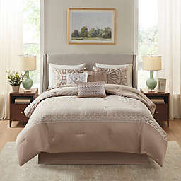 Madison Park® Carina 7-Piece Jacquard Queen Comforter Set in Taupe