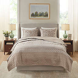 Madison Park® Carina Reversible Jacquard 3-Piece Full/Queen Coverlet Set in Taupe