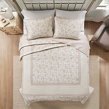 Madison Park&reg; Amber Reversible Cotton 3-Piece King/California King Coverlet Set in Cream/Blush. View a larger version of this product image.