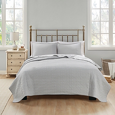 Madison Park&reg; Amber Reversible Cotton 3-Piece King/California King Coverlet Set in Cream/Gray. View a larger version of this product image.