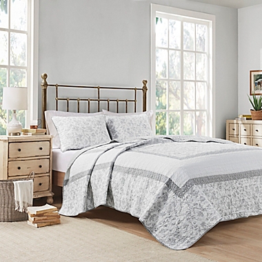Madison Park&reg; Amber Reversible Cotton 3-Piece King/California King Coverlet Set in Cream/Gray. View a larger version of this product image.