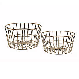 A&B Home 2-Piece Round Metal Baskets set in Bronze