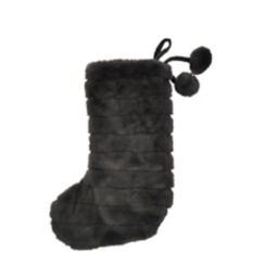 Bee & Willow™ Modern Fur Strip Christmas Stocking in Dark Grey