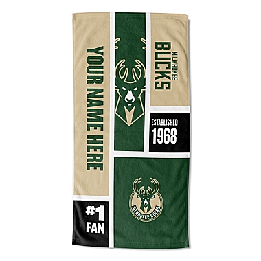 NBA Milwaukee Bucks Personalized Colorblock Beach Towel. View a larger version of this product image.