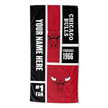 NBA Chicago Bulls Personalized Colorblock Beach Towel. View a larger version of this product image.