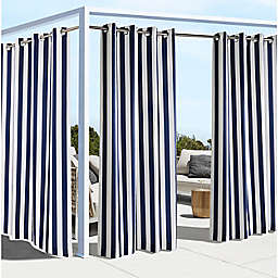 Coastal Stripe 84-Inch Indoor/Outdoor Window Curtain Panel in Navy (Single)