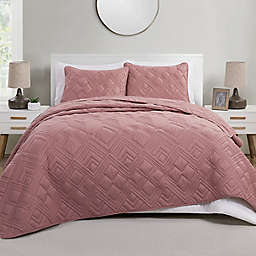 VCNY Home Trex 3-Piece Full/Queen Quilt Set in Mauve