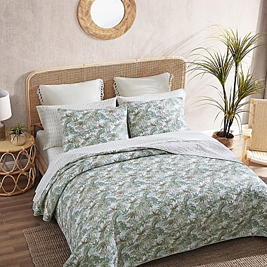 Tommy Bahama&reg; Green Island King Quilt Set in Silver Blue. View a larger version of this product image.