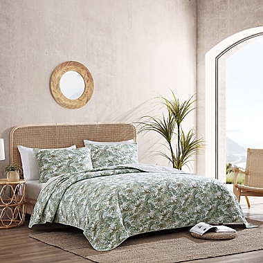 Tommy Bahama&reg; Green Island King Quilt Set in Silver Blue. View a larger version of this product image.