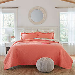Laura Ashley® Solid Cotton 2-Piece Twin Quilt Set in Coral