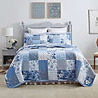 Alternate image 0 for Laura Ashley&reg; Paisley Patchwork 3-Piece Reversible King Quilt Set in Blue