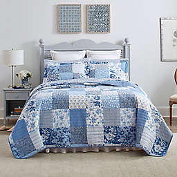 Laura Ashley® Paisley Patchwork 3-Piece Reversible King Quilt Set in Blue