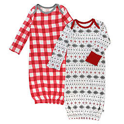 The Honest Company Size 0-6M 2-Pack Fair Isle Organic Cotton Sleeper Gowns in Grey/Red
