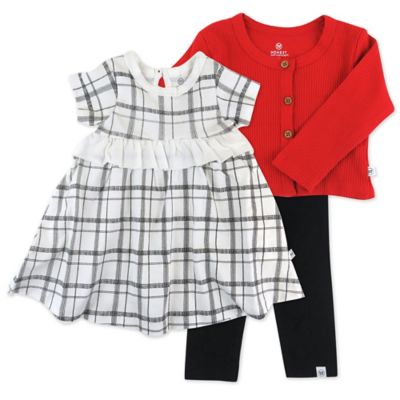 The Honest Company&reg; 3-Piece Dress, Cardigan and Legging Set in Red