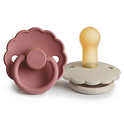 FRIGG Daisy 2-Pack Rubber Pacifiers in Powder Blush/Cream