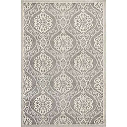 HomeRoots Geometric Mosaic 7'10 x 10'10 Area Rug in Silver