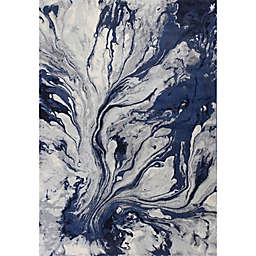 HomeRoots Abstract Watercolor 6'7 x 9'6 Area Rug in Blue