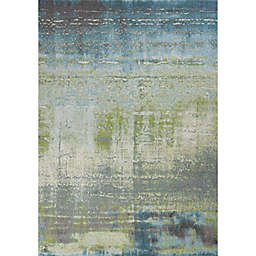 HomeRoots Abstract Brushstroke 3'3 x 4'11 Accent Rug in Blue/Green