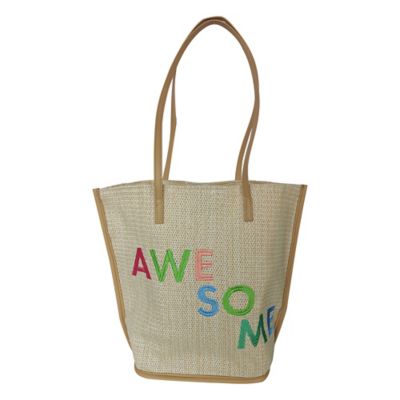 H for Happy&trade; "Awesome" Straw Tote Beach Bag