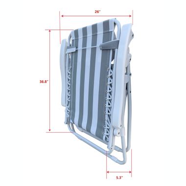 Simply Essential&trade; Cabana Stripe Outdoor Folding Zero Gravity Lounger Chair in Grey/White. View a larger version of this product image.