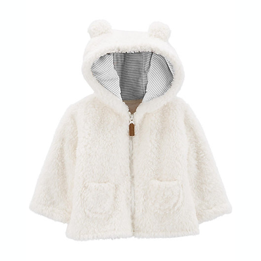 Alternate image 1 for carter's® Size 9M Hooded Sherpa Jacket in White