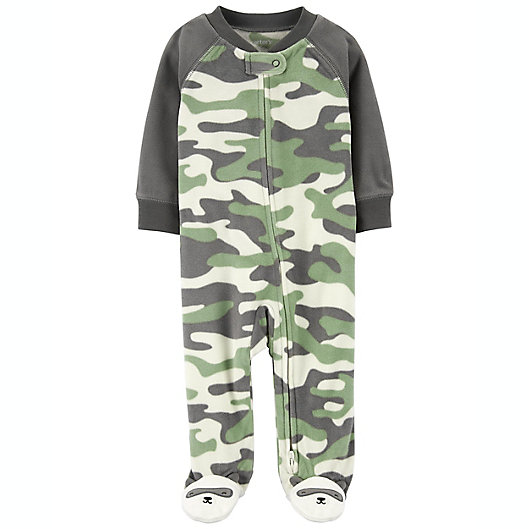 Alternate image 1 for carter's® Size 9M Camo Zip-Up Fleece Sleep & Play in Green/Multi
