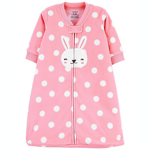 Alternate image 1 for carter's® Size 3-6M Polka Dot Bunny Fleece Sleep Bag in Pink/White