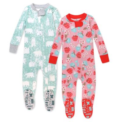 The Honest Company&reg; Size 12M 2-Pack Hot Cocoa Multicolor Snug-Fit Footed Pajamas