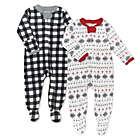 Alternate image 0 for Honest&reg; Size 3-6M 2-Pack Painted Buffalo Check Organic Cotton Footed Pajamas in Black