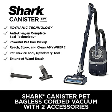 Shark&reg; CZ351 Canister Pet Bagless Corded Vacuum in Navy/Silver. View a larger version of this product image.
