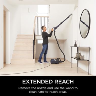 Shark&reg; CZ351 Canister Pet Bagless Corded Vacuum in Navy/Silver. View a larger version of this product image.