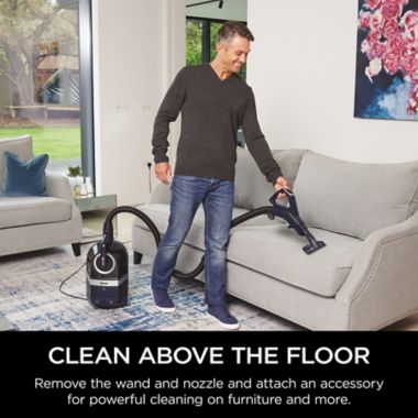Shark&reg; CZ351 Canister Pet Bagless Corded Vacuum in Navy/Silver. View a larger version of this product image.