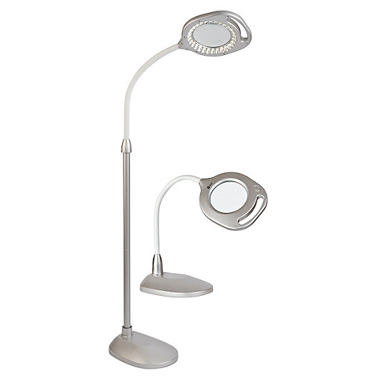 Alternate image 1 for OttLite® 2-in-1 LED Magnifier Floor and Table Light in Silver