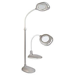 OttLite® 2-in-1 LED Magnifier Floor and Table Light in Silver