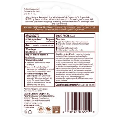 Palmer's&reg; 2-Pack Coconut Oil Formula&trade; Coconut Oil SPF 15 Lip Balm. View a larger version of this product image.