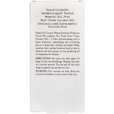 Palmer's&reg; 1 fl. Coconut Mono&iuml; Luminous Hydration Facial Oil. View a larger version of this product image.