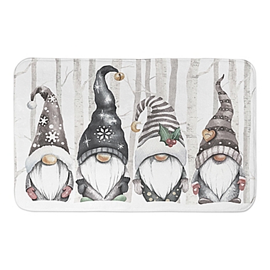 Designs Direct 21" x 34" Winter Forest Gnomes Bath Mat in Grey. View a larger version of this product image.